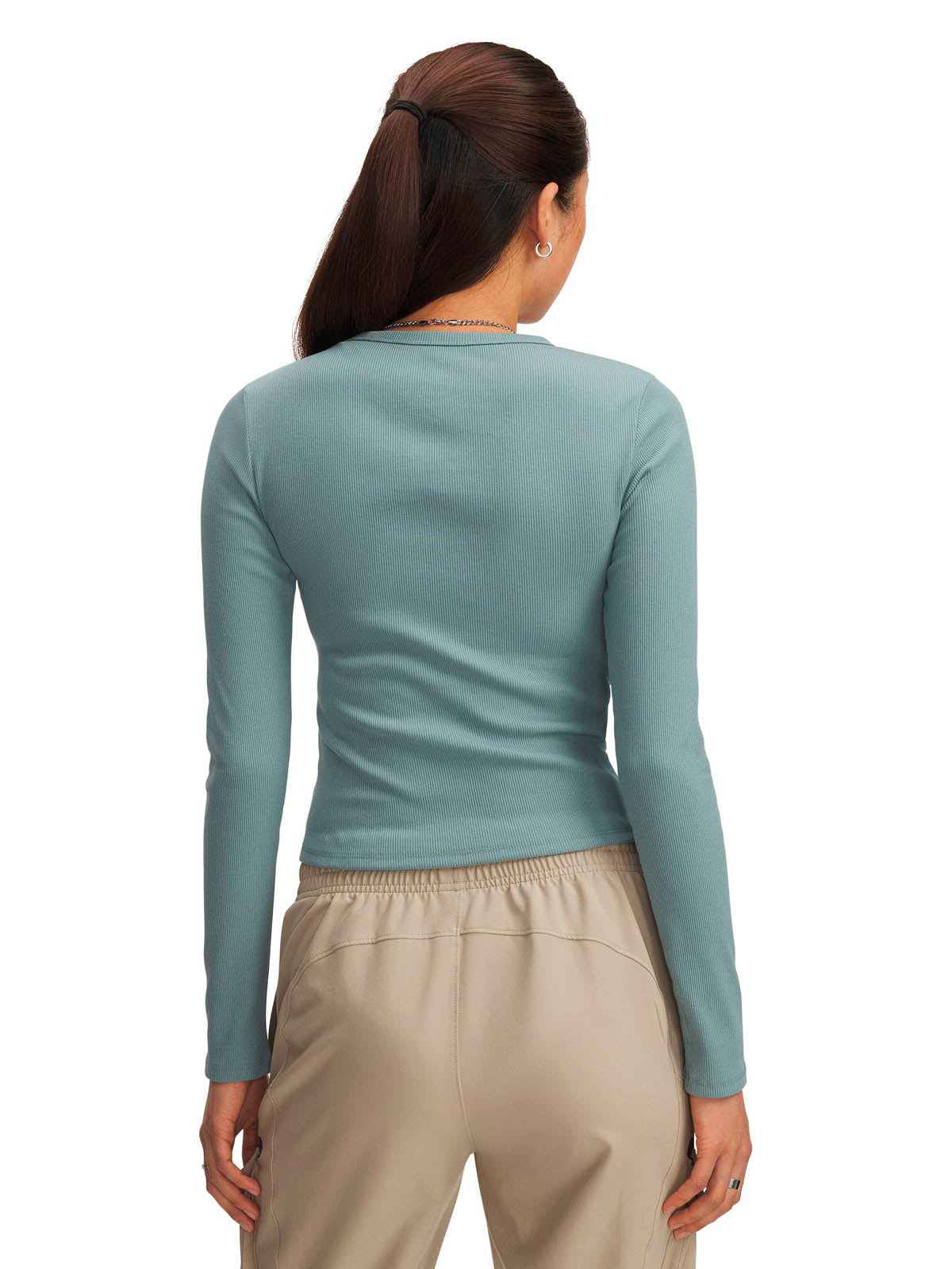 Polera manga larga Lifestyle para mujer Rival Rib verde Under Armour