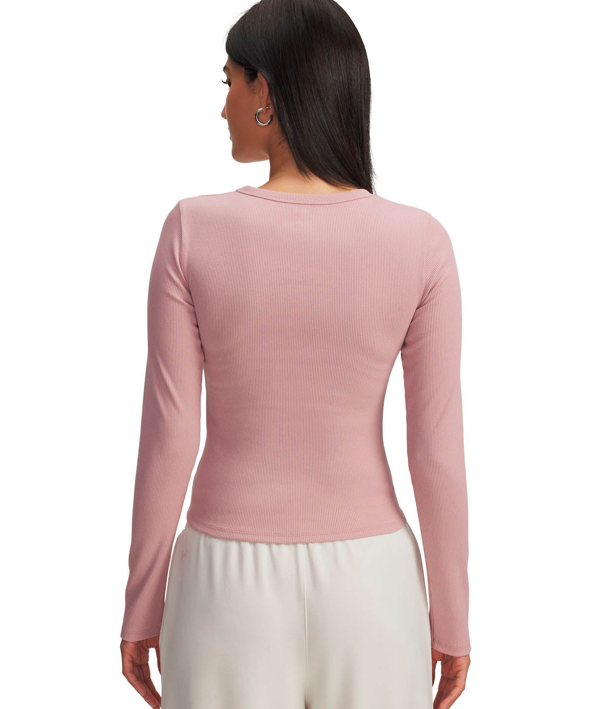 Polera manga larga Lifestyle para mujer Rival Rib rosado Under Armour