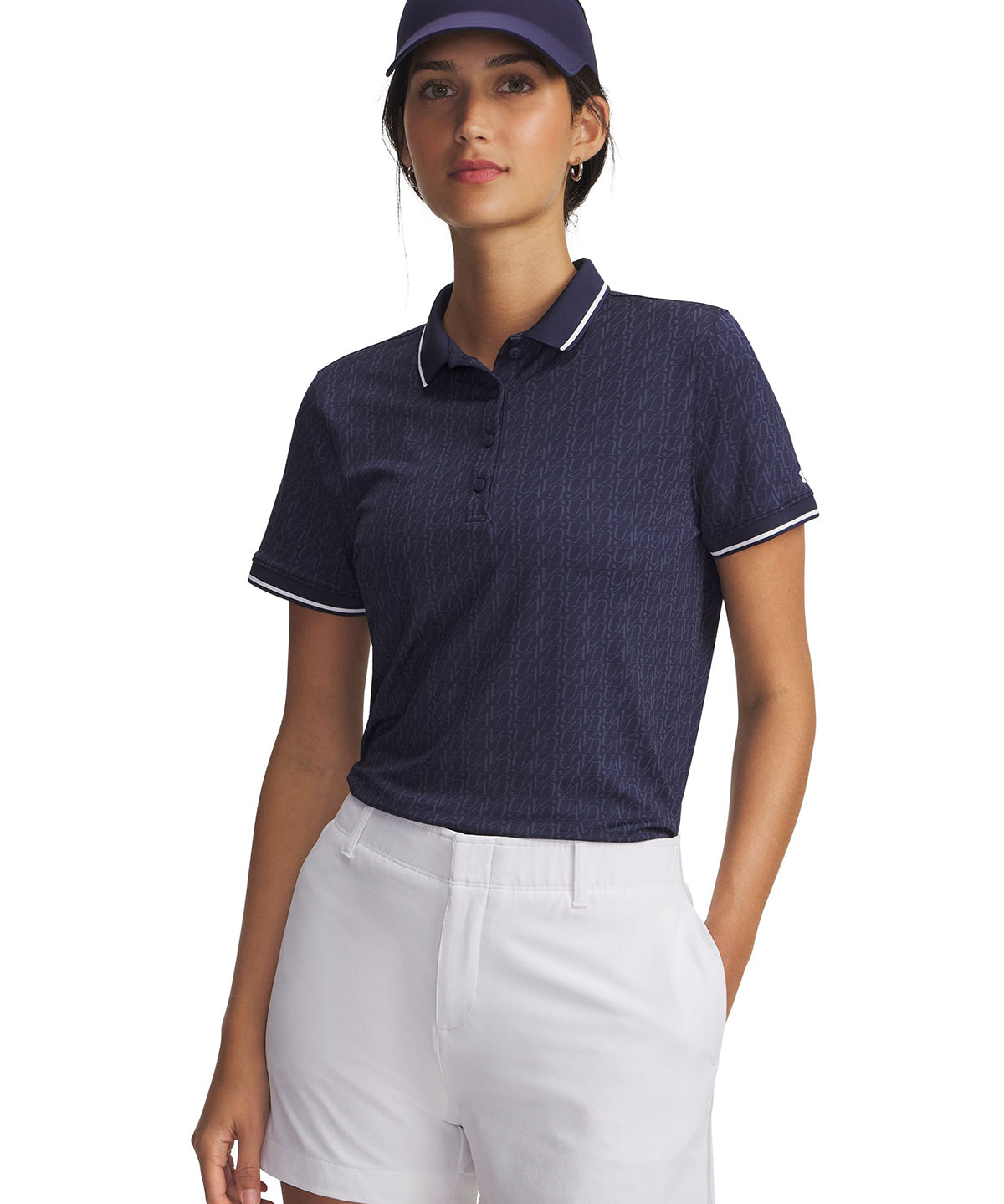Polera manga corta Golf para mujer Drive Jacquard azul Under Armour