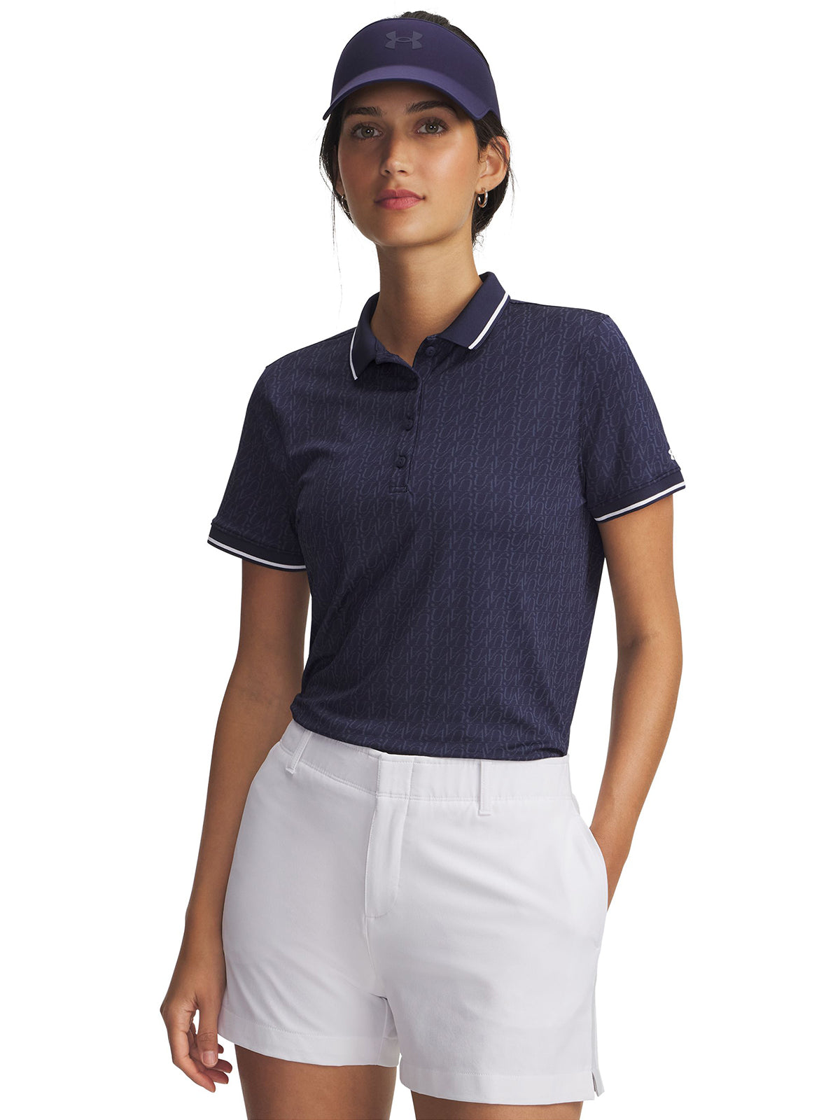 Polera manga corta Golf para mujer Drive Jacquard azul Under Armour