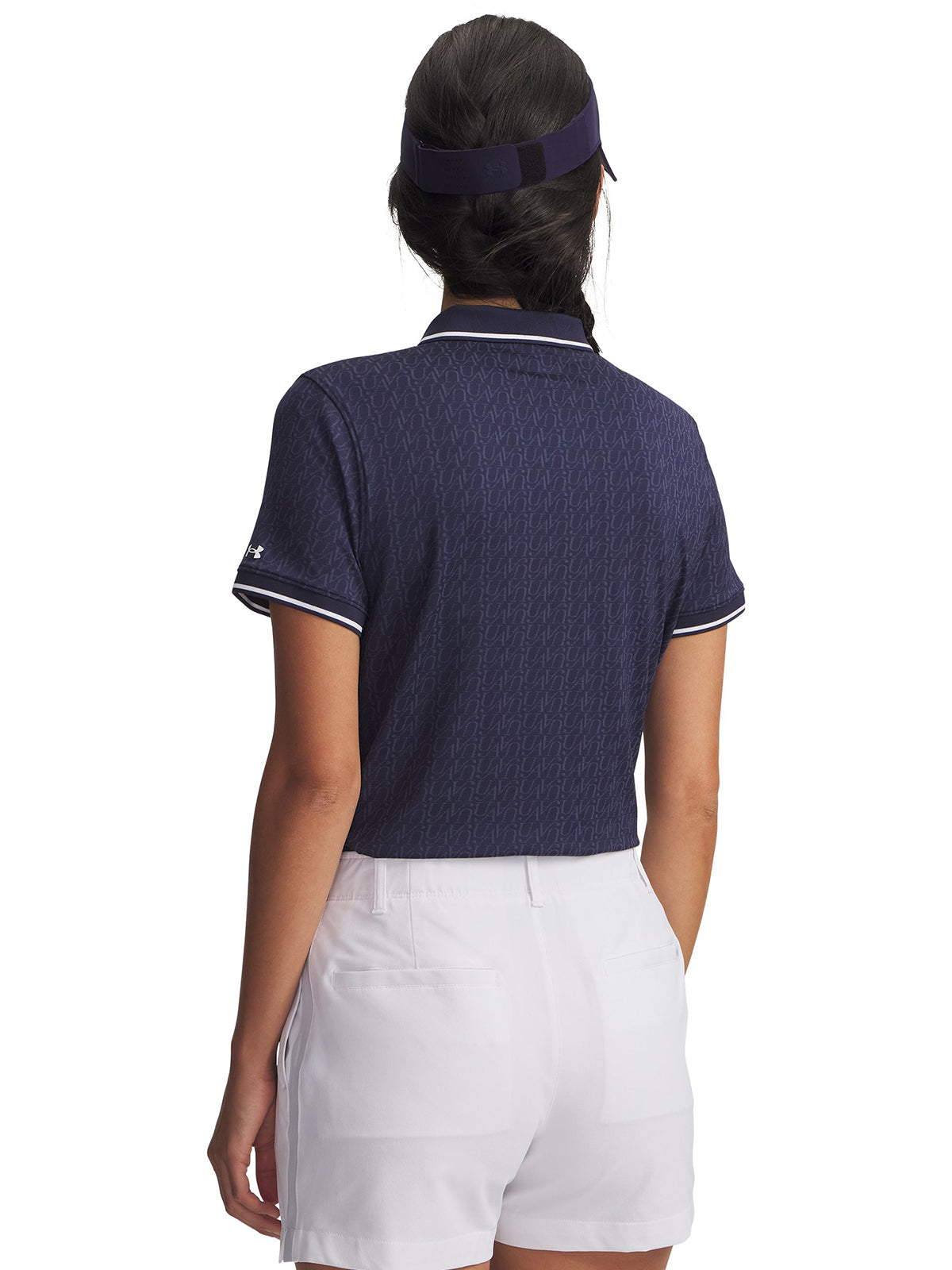 Polera manga corta Golf para mujer Drive Jacquard azul Under Armour