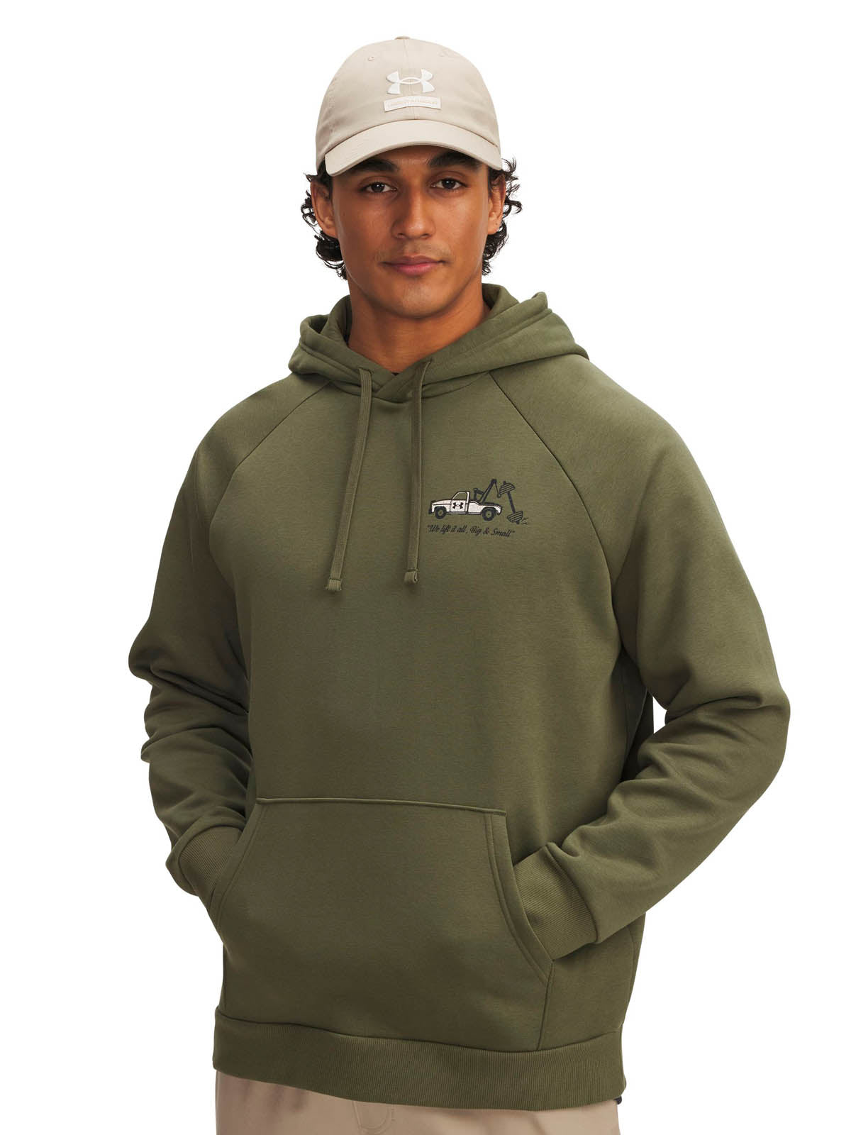 Polerón Lifestyle para hombre Rival Fleece HBR Logo verde Under Armour