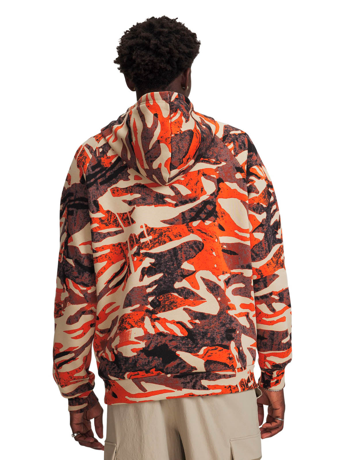 Poleron Lifestyle para hombre Rival Fleece Printed naranjo Under Armour