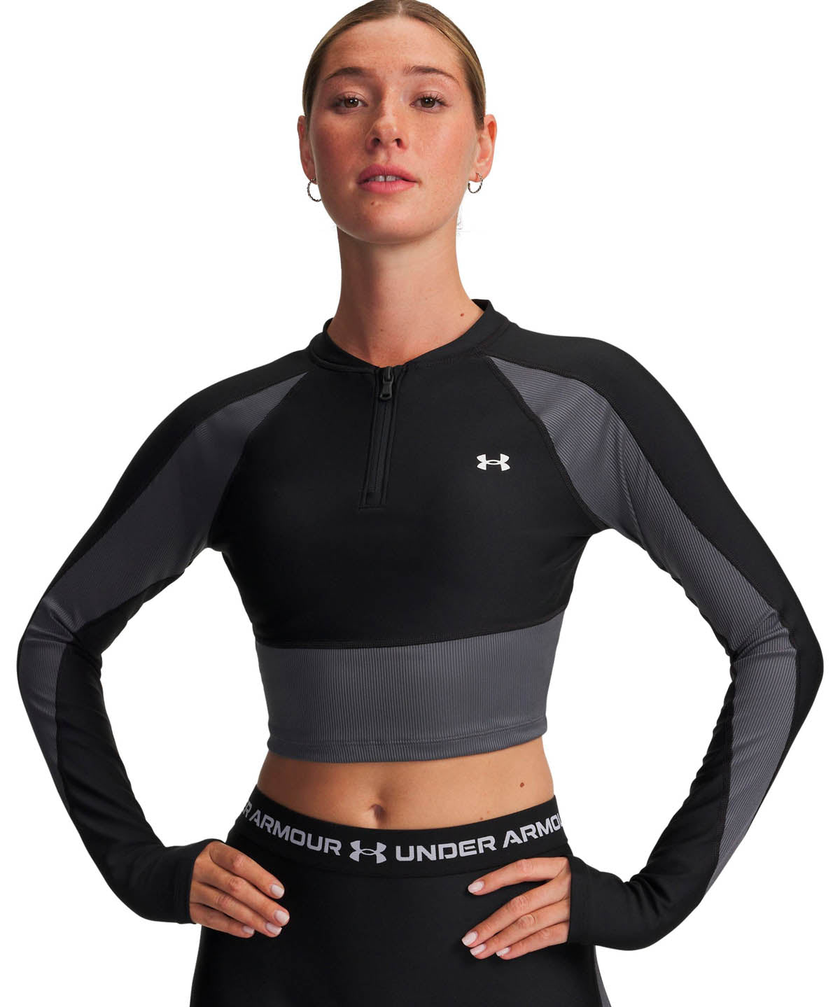 Polerón de entrenamiento para mujer HeatGear Rib negro Under Armour