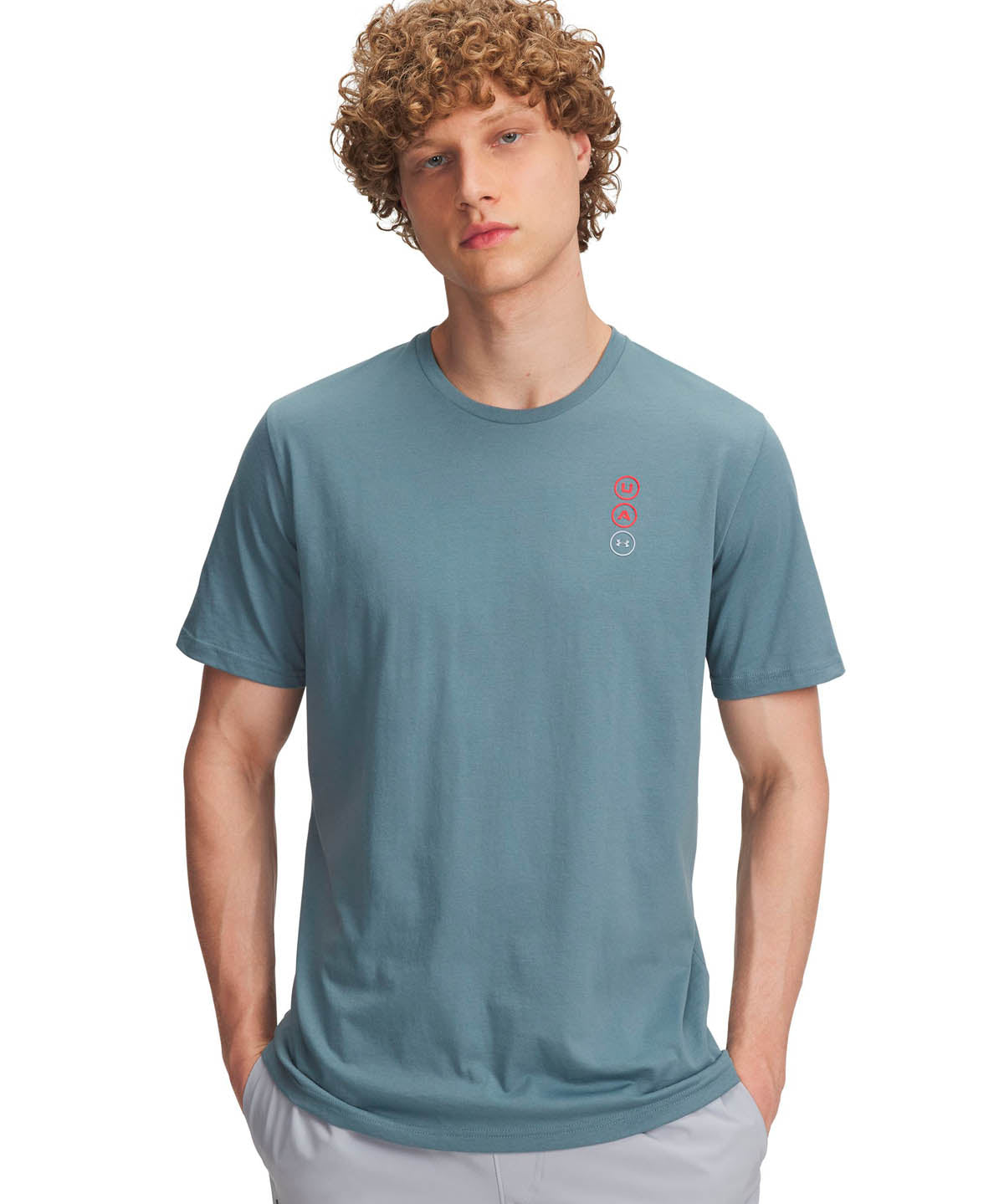 Polera manga corta Lifestyle para Hombre Circle logo stack Azul Under Armour