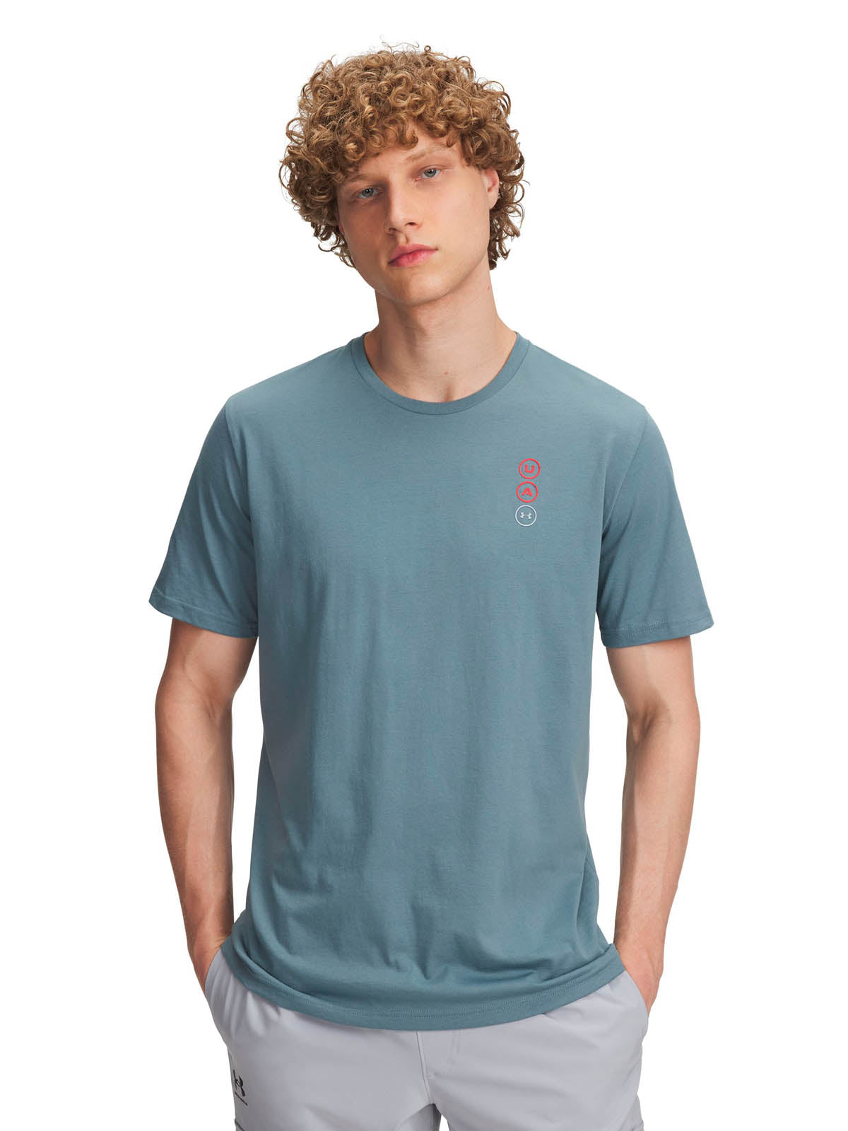 Polera manga corta Lifestyle para Hombre Circle logo stack Azul Under Armour