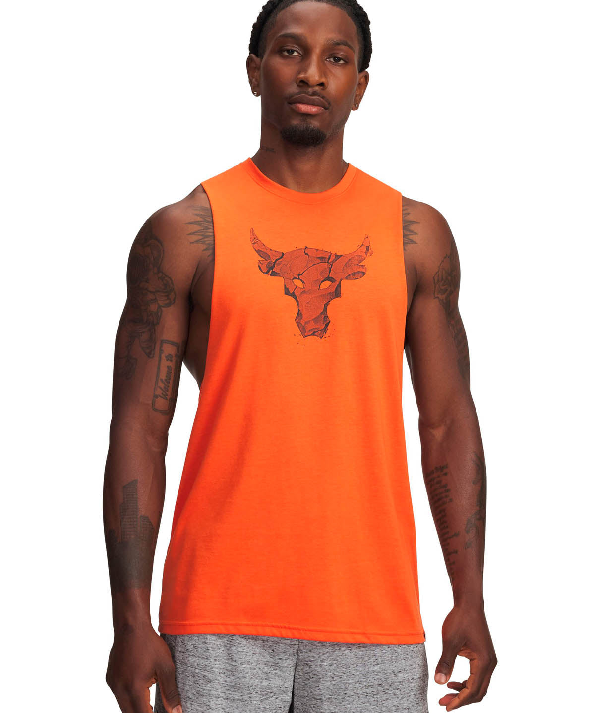 Polera sin manga de entrenamiento para hombre Project Rock naranja Under Armour