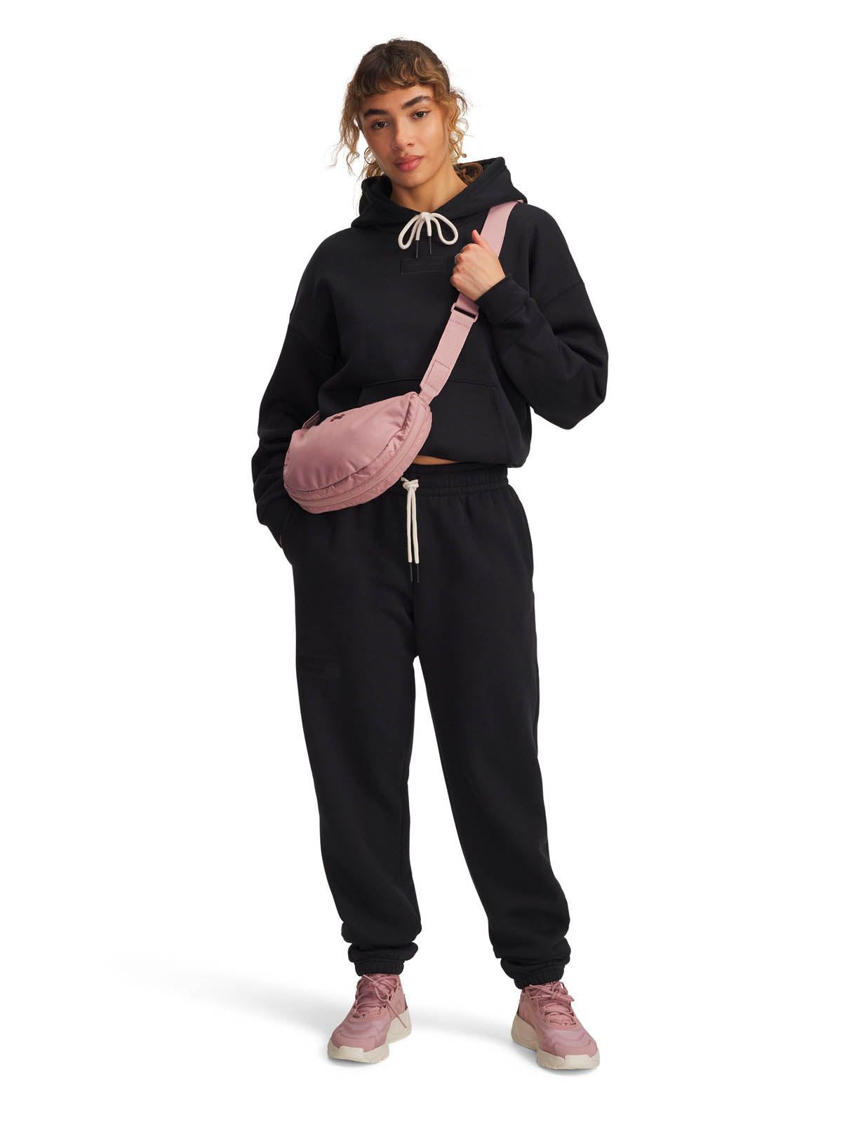 Buzo de entrenamiento para mujer Project Rock Icon Fleece negro Under Armour