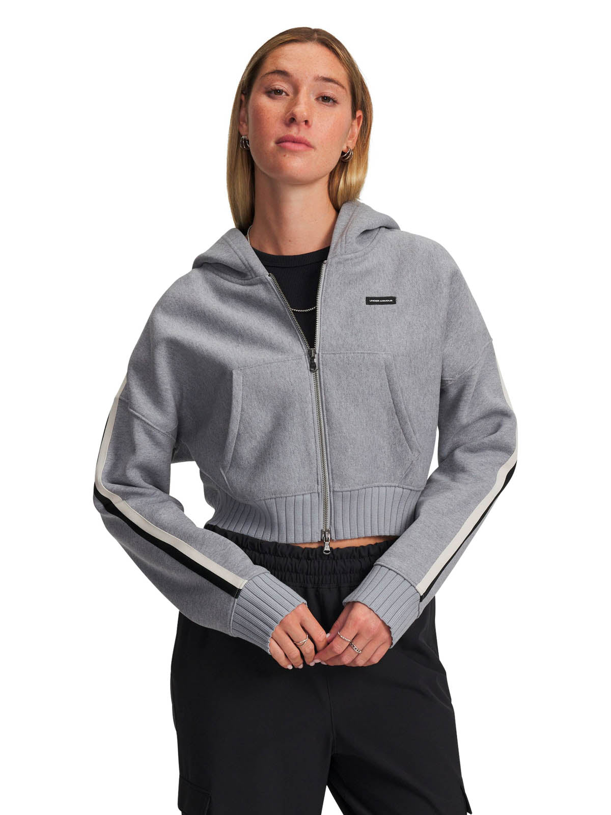 Poleron Lifestyle Mujer Icon Heavyweight Fleece Gris UA