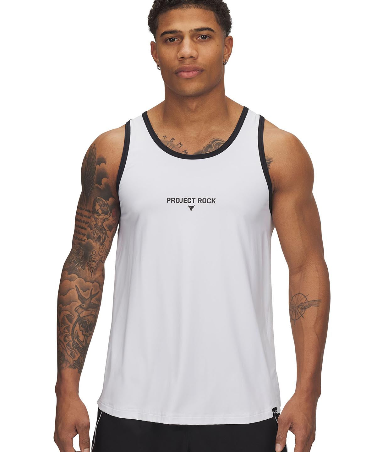 Polera sin mangas UA Project Rock blanco para hombre