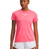 Polera manga corta de entrenamiento para mujer Tech Script Graphic rosado Under Armour