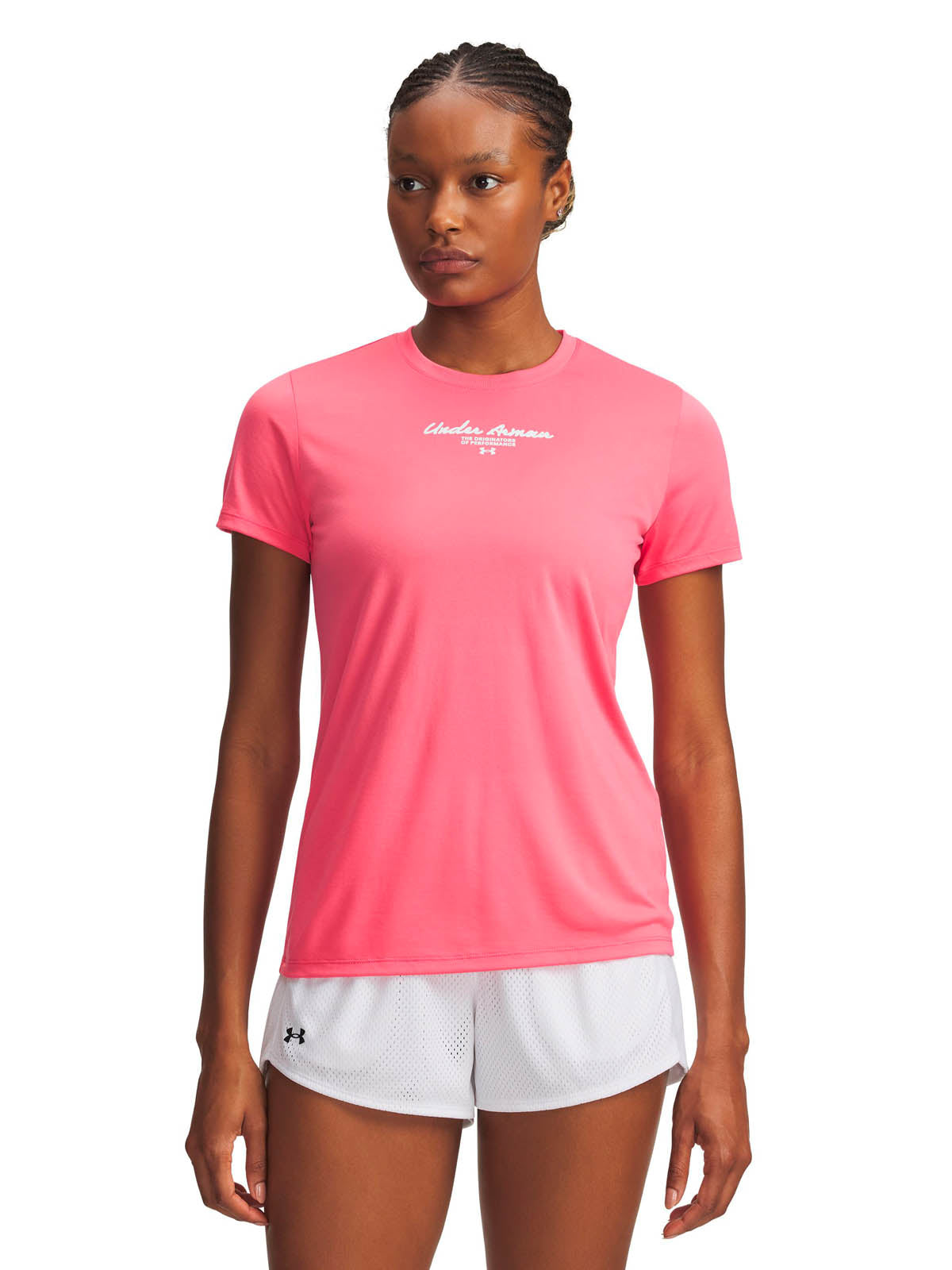 Polera manga corta de entrenamiento para mujer Tech Script Graphic rosado Under Armour