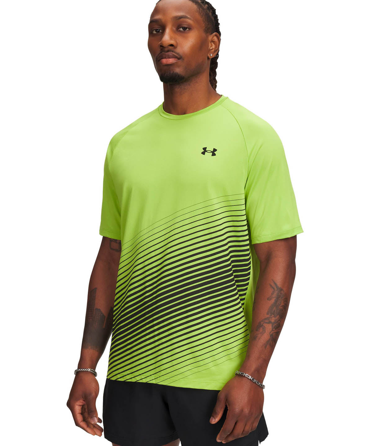 Polera manga corta de entrenamiento para hombre Tech Fade verde Under Armour