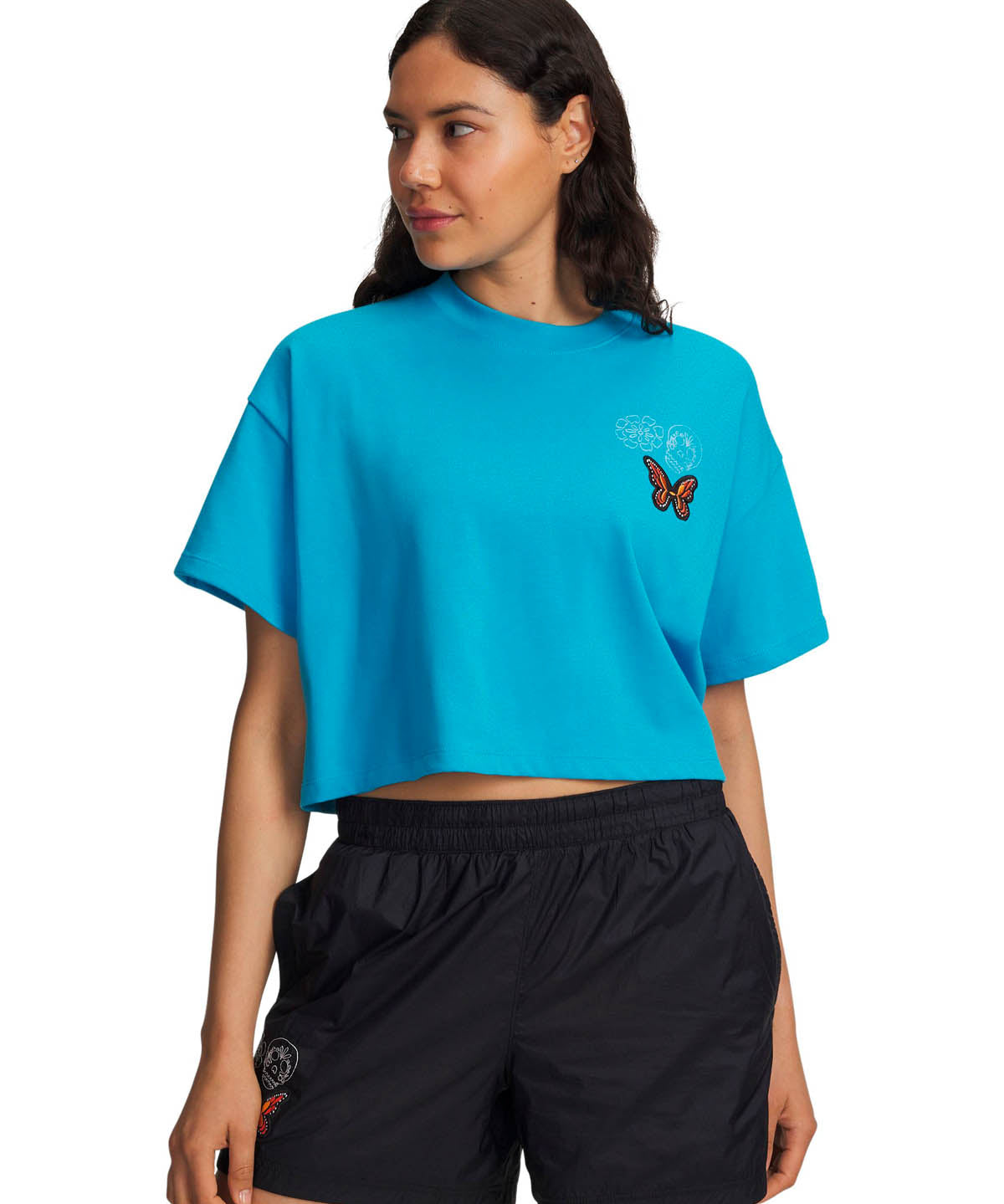 Polera manga corta Lifestyle para Mujer Icon heavyweight Boxy crop Azul Under Armour
