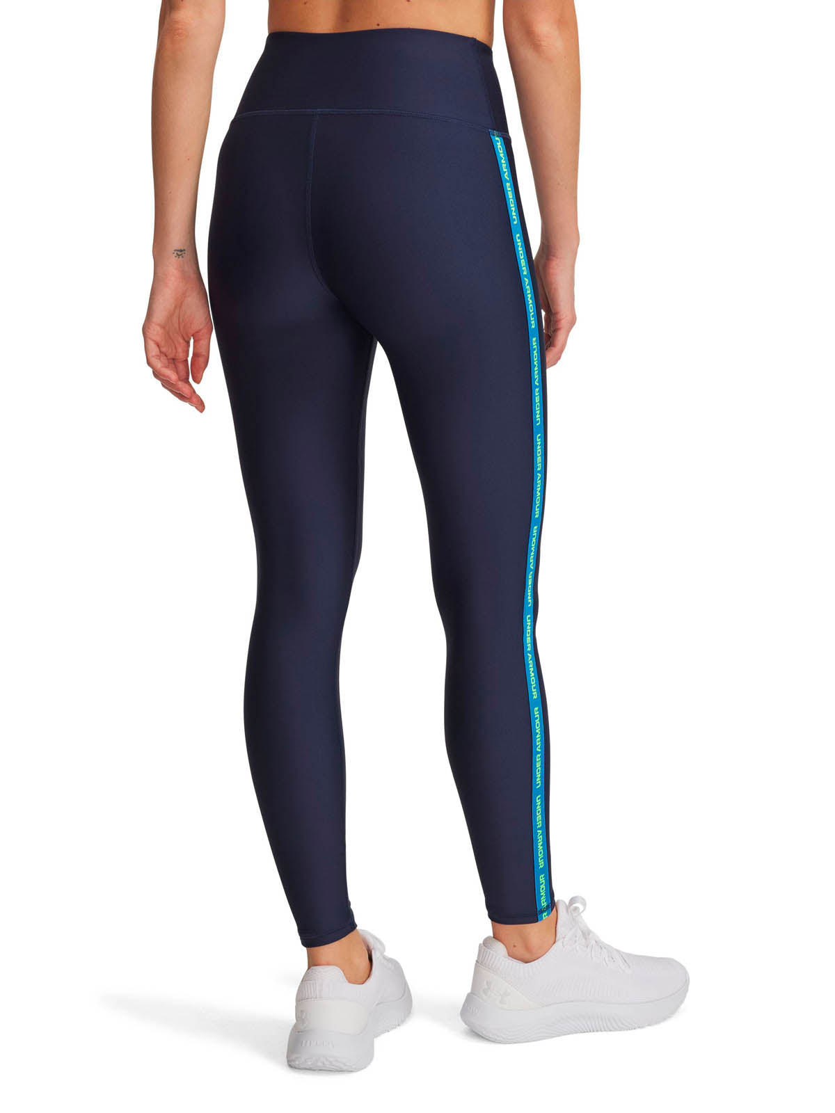 Calza de entrenamiento para mujer Tech Wordmark Tape azul Under Armour