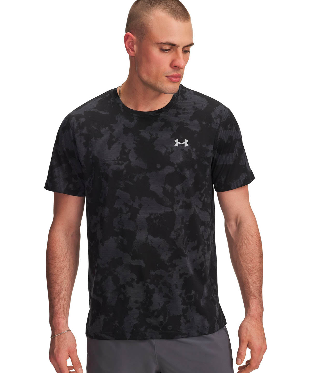 Polera manga corta Running para hombre Launch Printed gris Under Armour