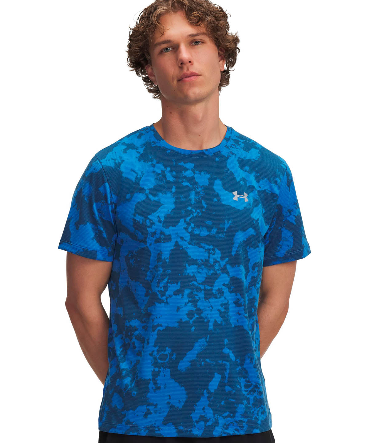 Polera manga corta Running para hombre Launch Printed azul Under Armour