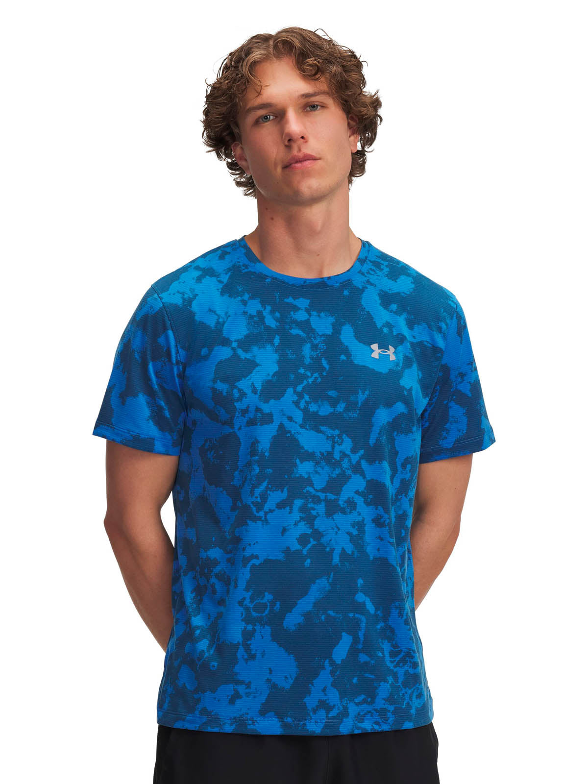 Polera manga corta Running para hombre Launch Printed azul Under Armour