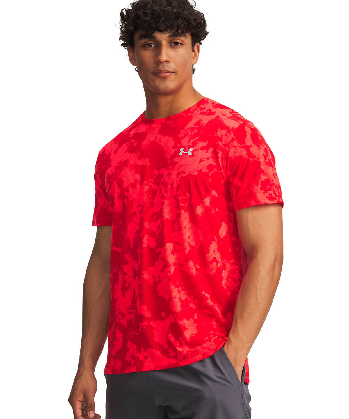 Polera manga corta Running para hombre Launch Printed rojo Under Armour