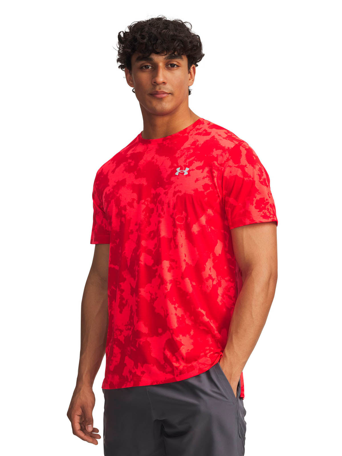Polera manga corta Running para hombre Launch Printed rojo Under Armour