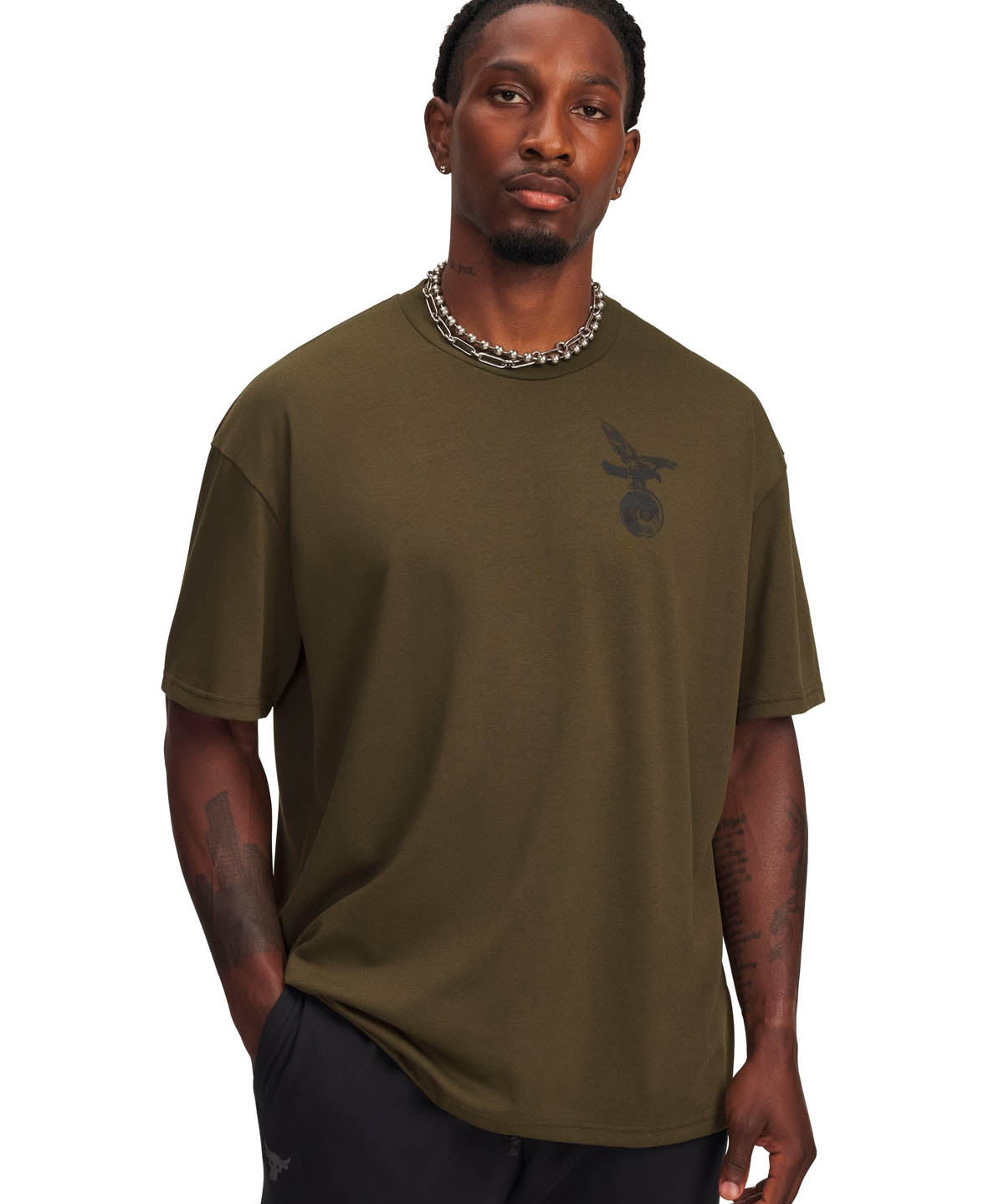 Polera manga corta de entrenamiento para hombre Project Rock verde Under Armour