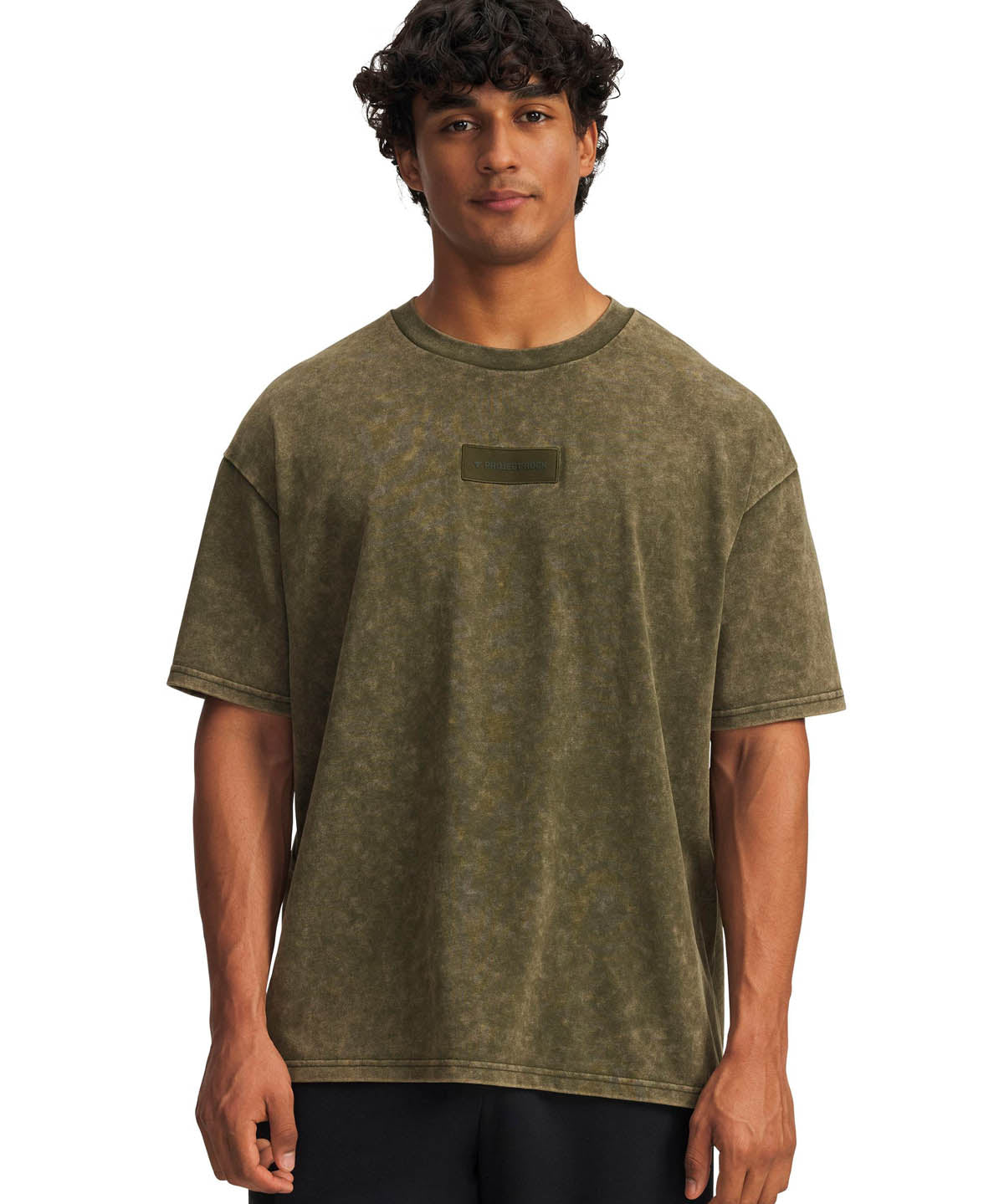 Polera manga corta heavyweight oversize Lifestyle para hombre Project Rock verde Under Armour