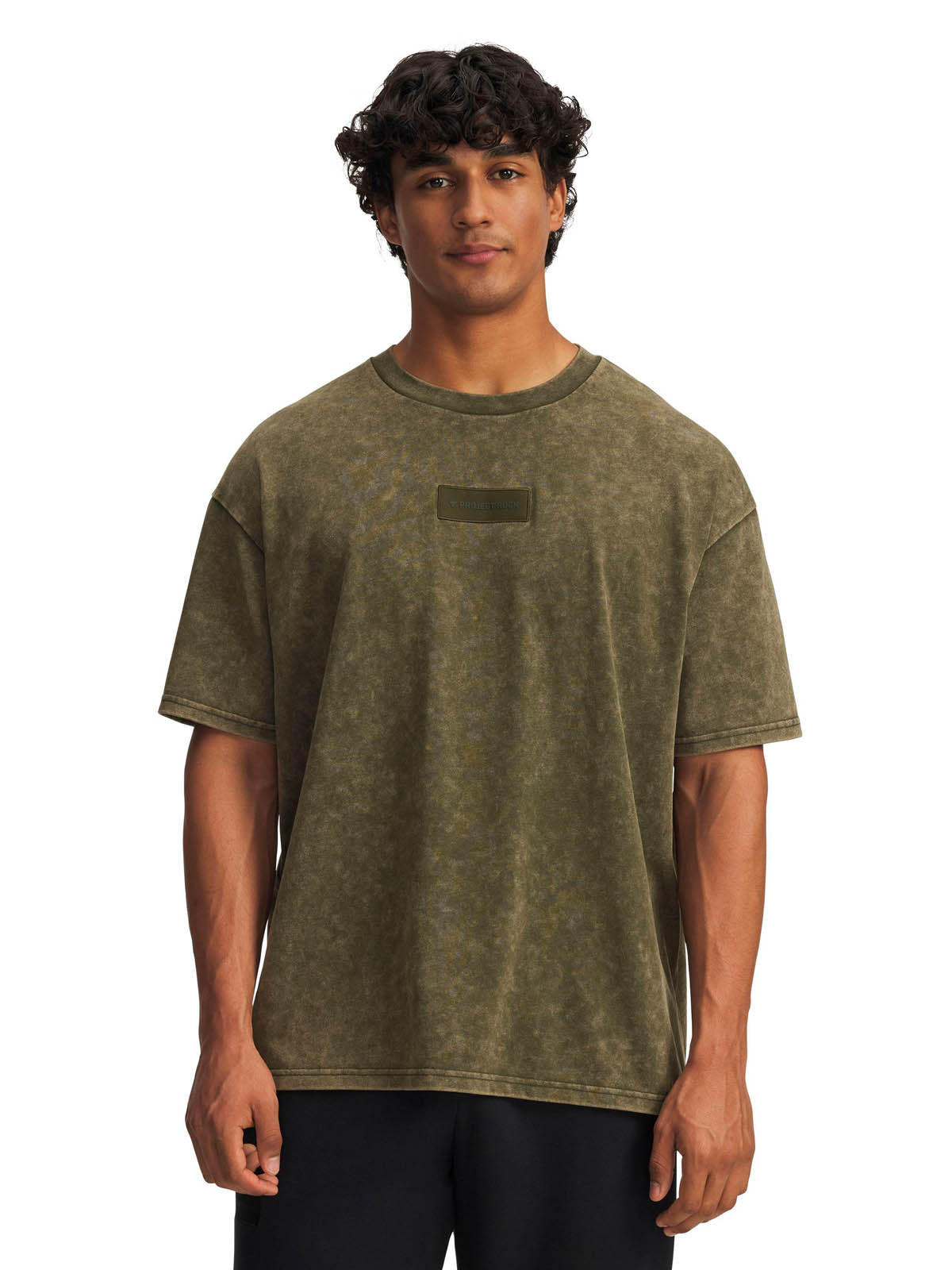 Polera manga corta heavyweight oversize Lifestyle para hombre Project Rock verde Under Armour