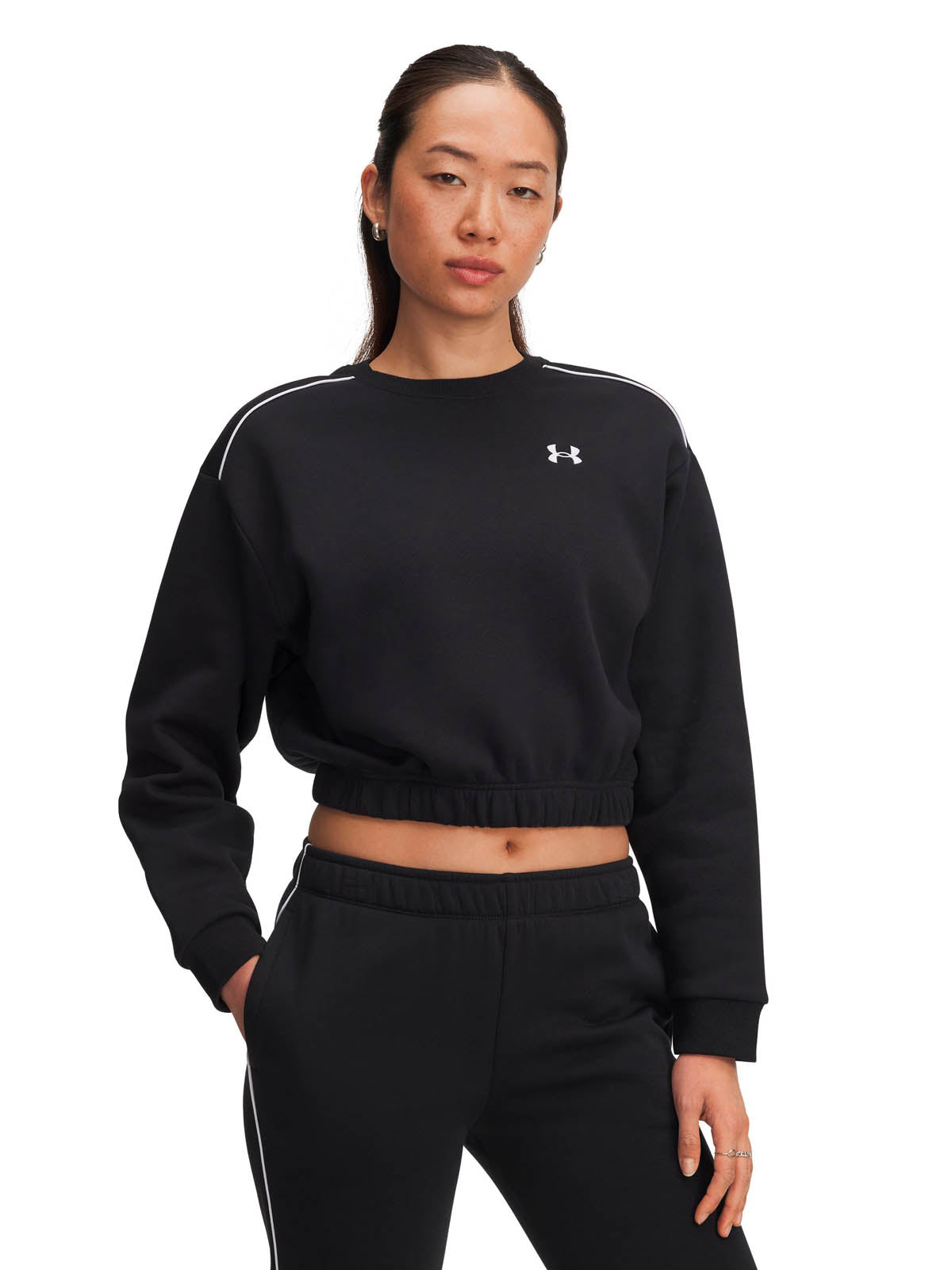 Polerón Lifestyle para mujer Rival Fleece Piped negro Under Armour