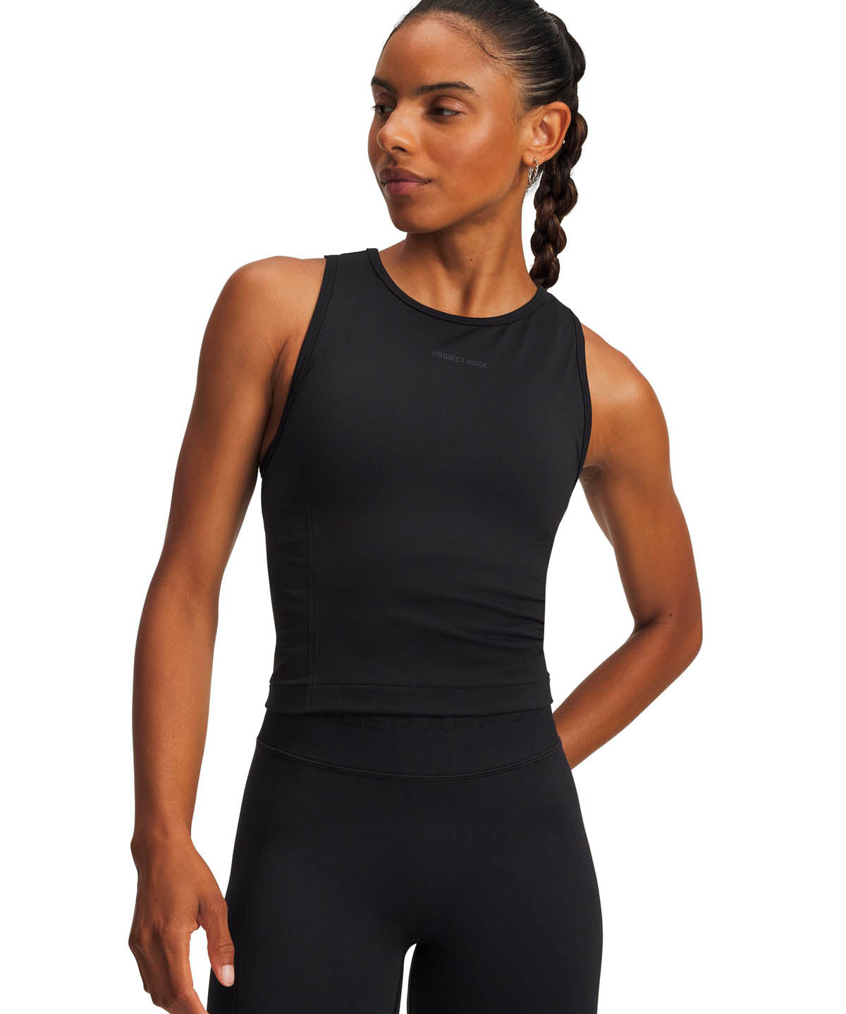 Polera sin mangas de entrenamiento para mujer Project Rock negra Under Armour