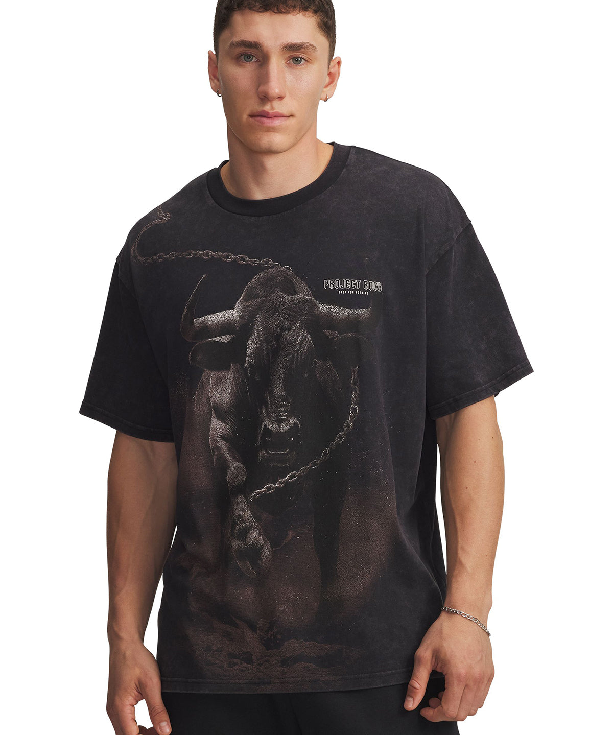 Polera manga corta de entrenamiento para hombre Project Rock negra Under Armour