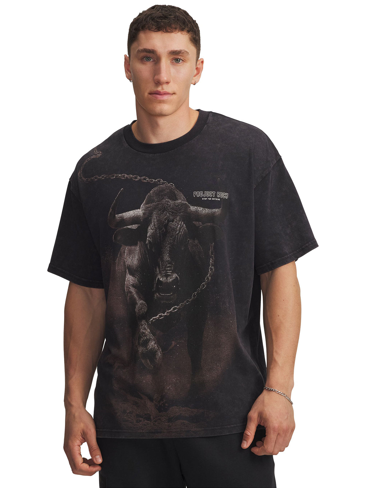 Polera manga corta de entrenamiento para hombre Project Rock negra Under Armour