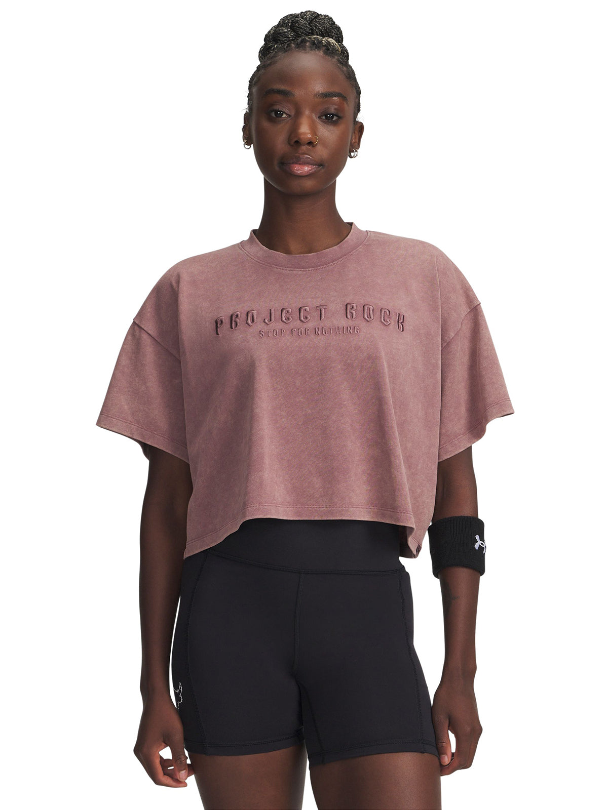 Polera manga corta de entrenamiento para mujer Project Rock roja Under Armour