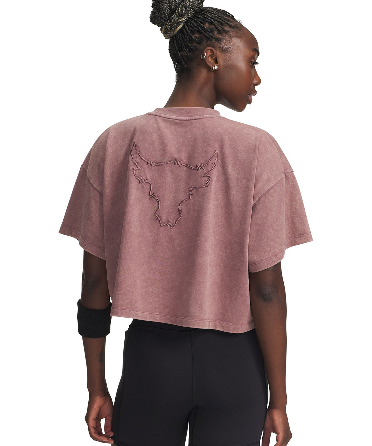 Polera manga corta de entrenamiento para mujer Project Rock roja Under Armour