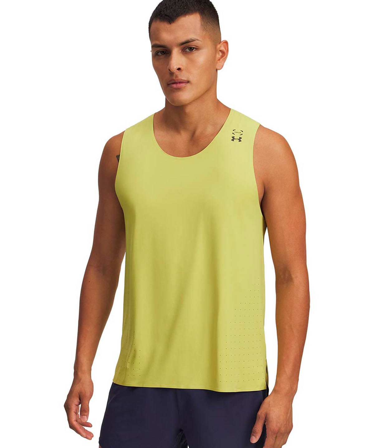 Polera sin mangas Running para hombre Halo Run amarillo Under Armour