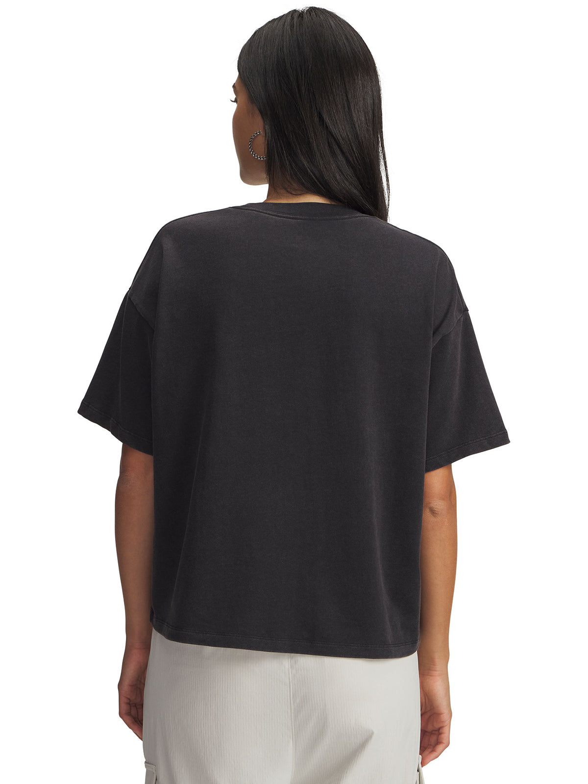 Polera manga corta Lifestyle para mujer UA Boxy Wash Heavyweight nego Under Armour