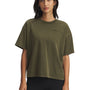 Polera manga corta Lifestyle para mujer UA Boxy Wash Heavyweight verde Under Armour