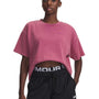 Polera manga corta Lifestyle para mujer UA Boxy Wash Heavyweight rojo Under Armour