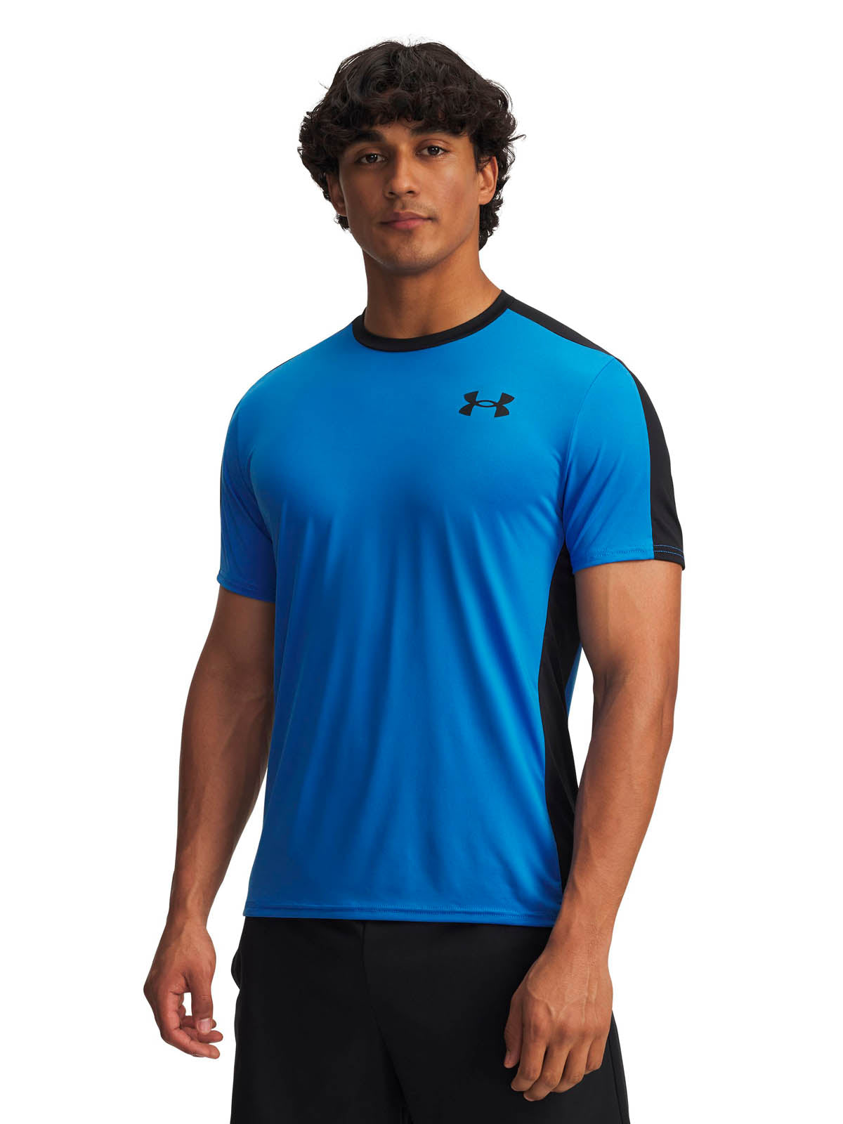 Primera capa superior manga corta para hombre HeatGear Wordmark azul Under Armour