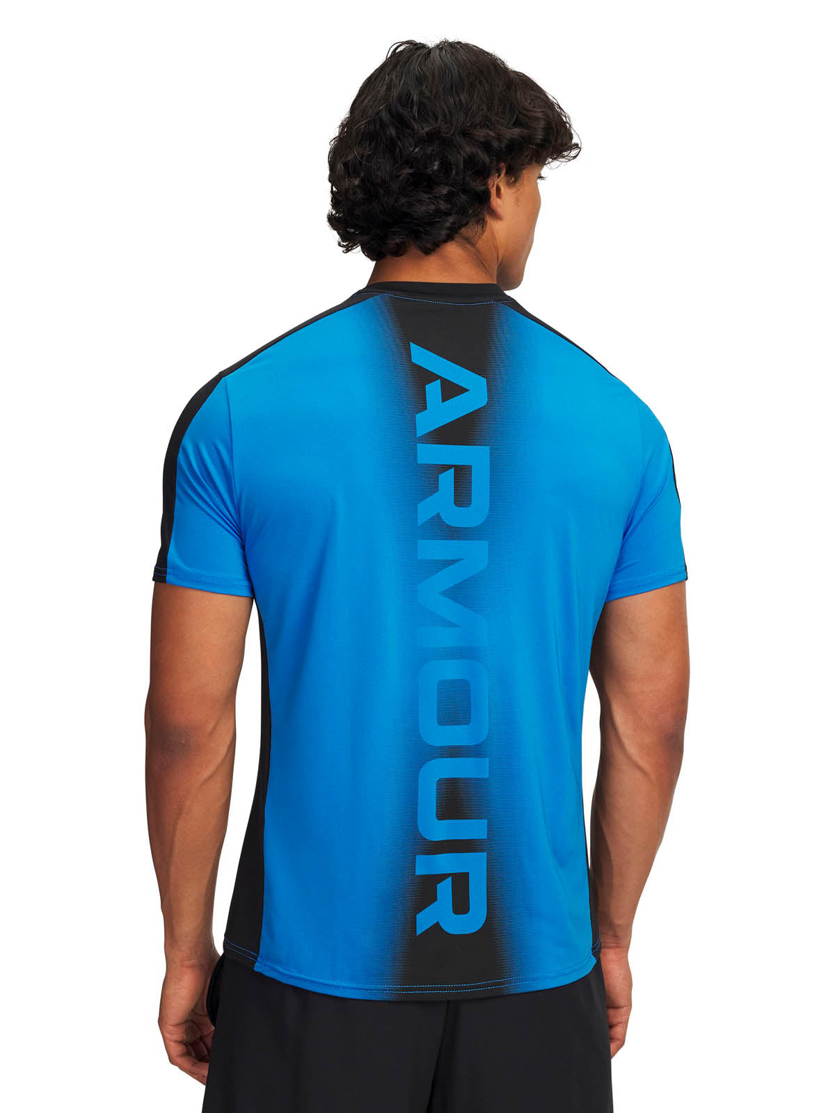 Primera capa superior manga corta para hombre HeatGear Wordmark azul Under Armour