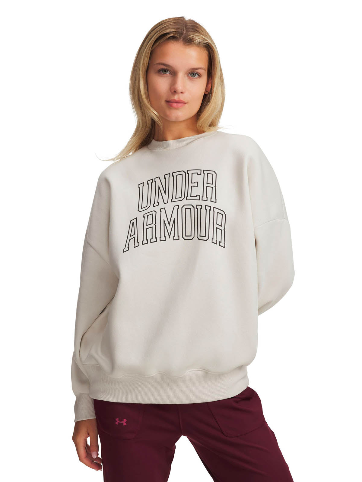 Polerón Lifestyle para mujer Rival Fleece Oversized Varsity Blanco Under Armour