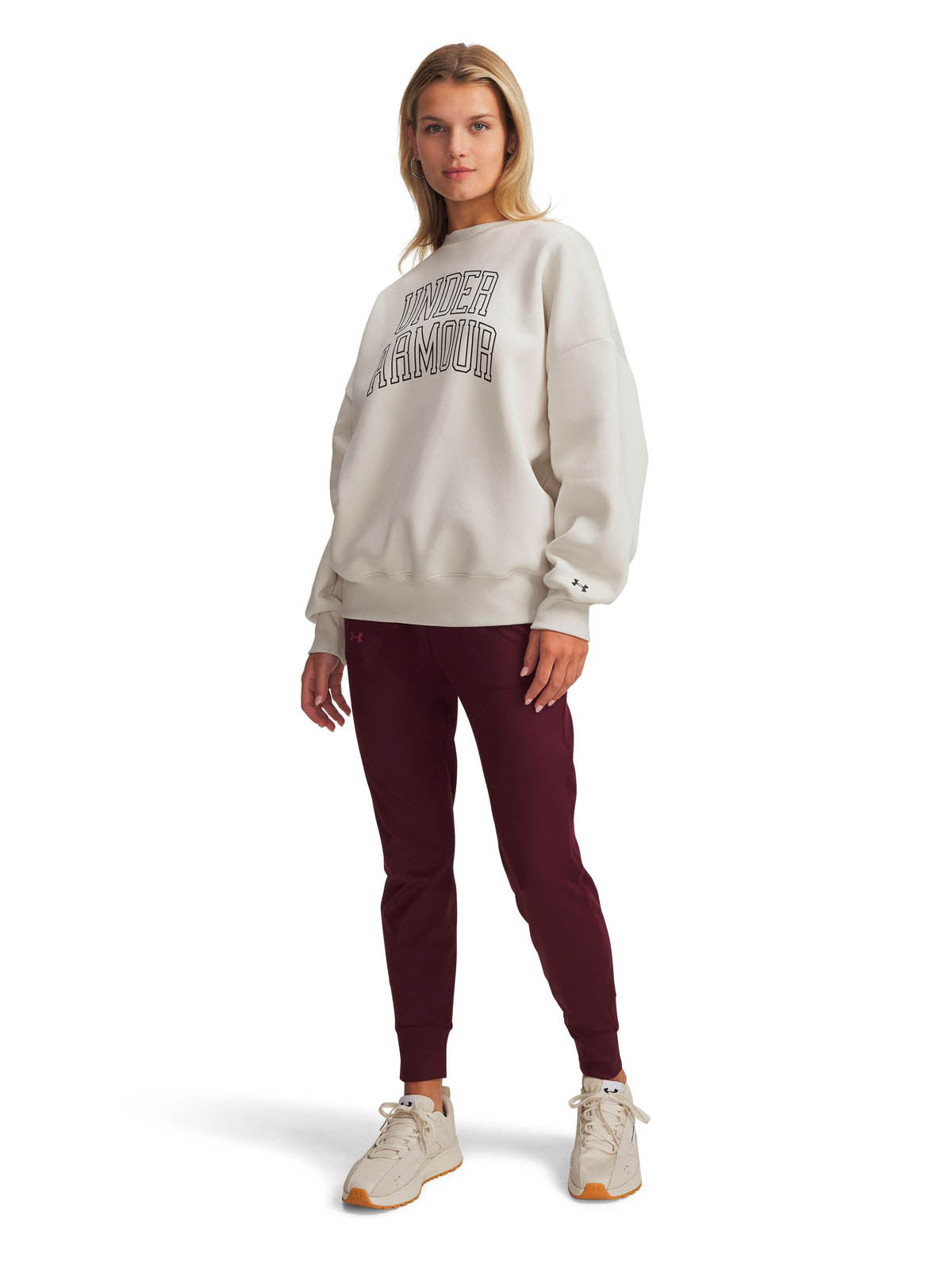 Polerón Lifestyle para mujer Rival Fleece Oversized Varsity Blanco Under Armour