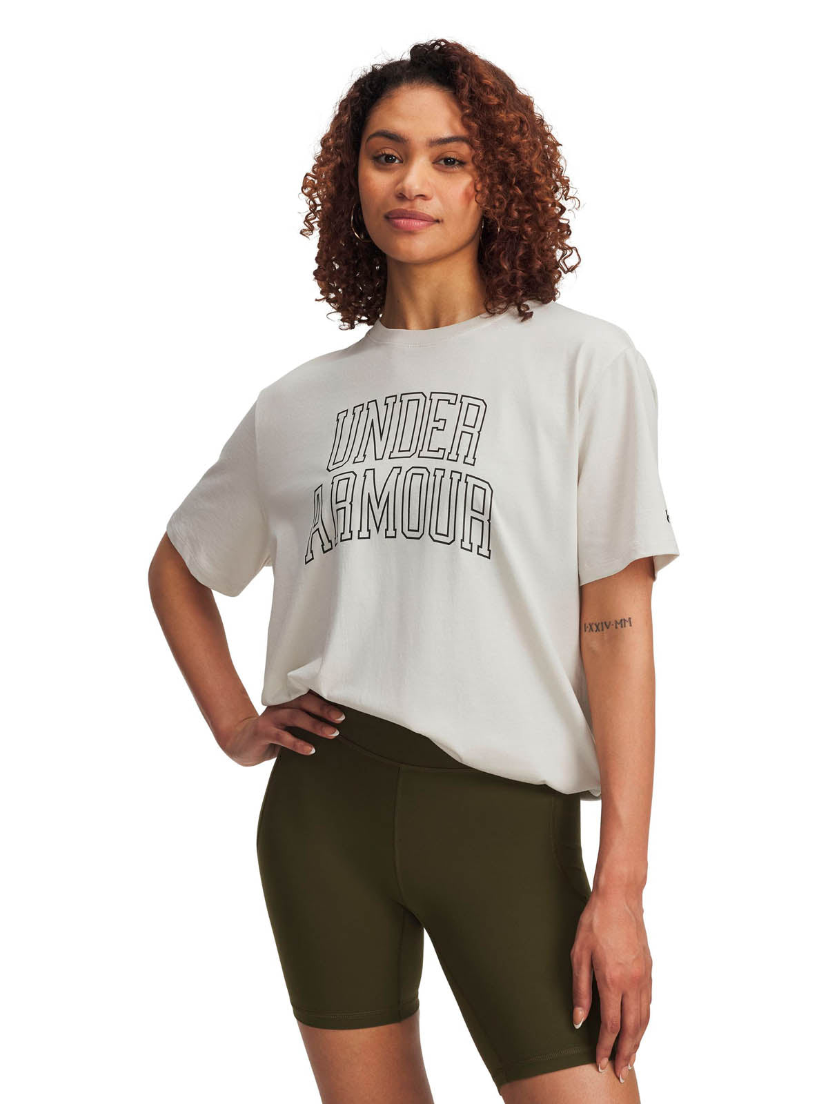 Polera manga corta Lifetsyle para mujer Rival Oversized Campus blanco Under Armour