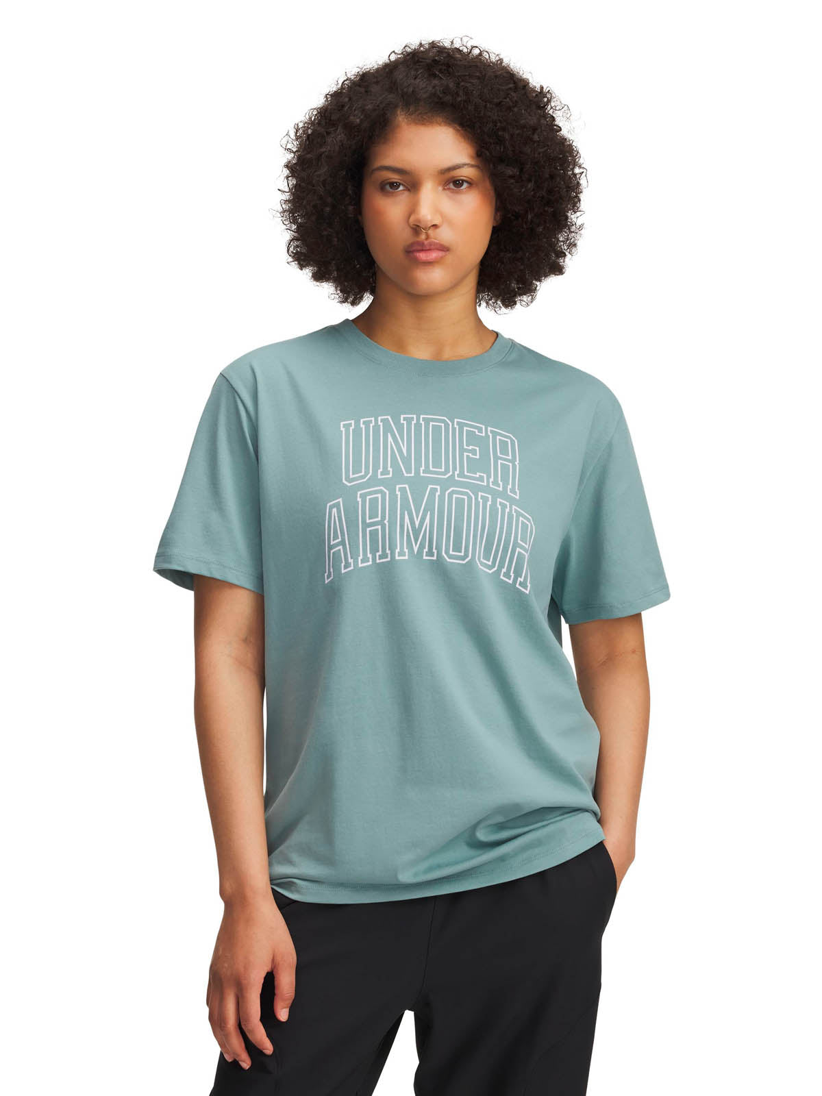 Polera manga corta Lifestyle para mujer Rival Oversized Campus verde Under Armour